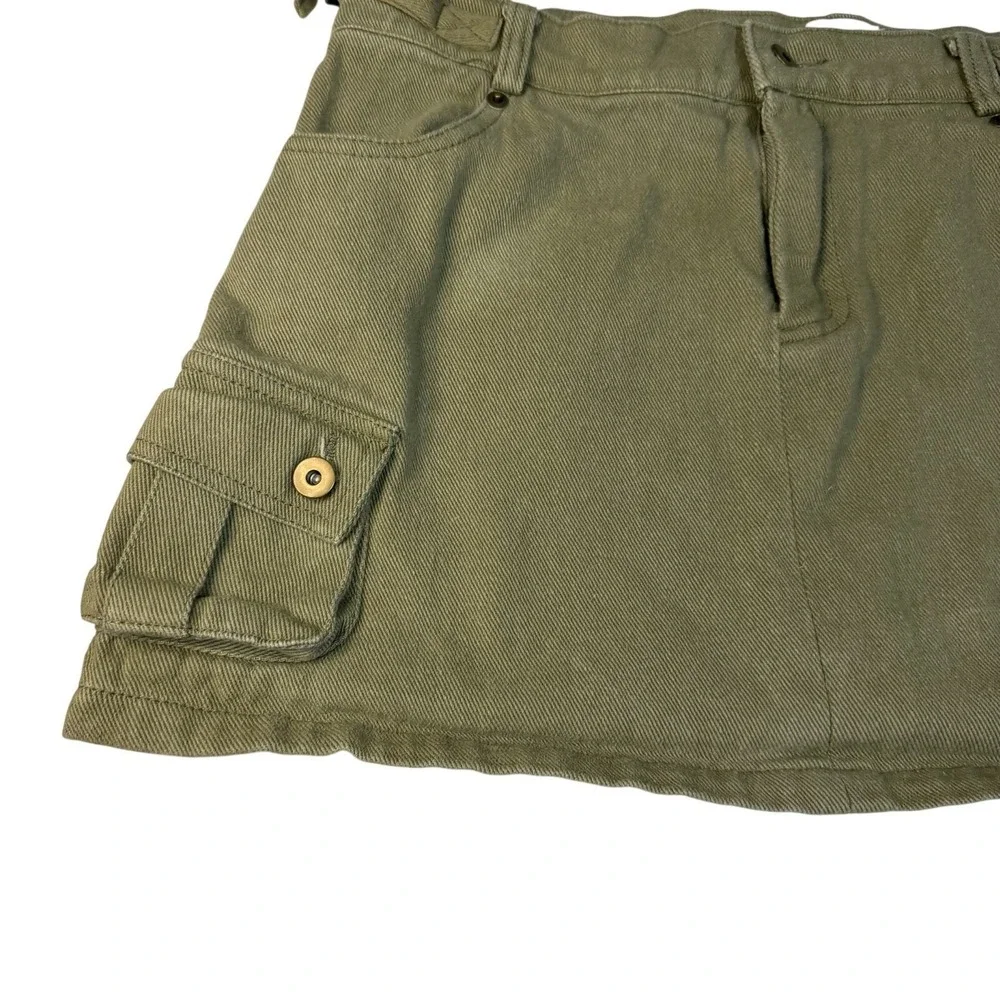 Princess Polly Olive Green Cargo Mini Skirt Womens US 8 Side Buckles Utility Y2K